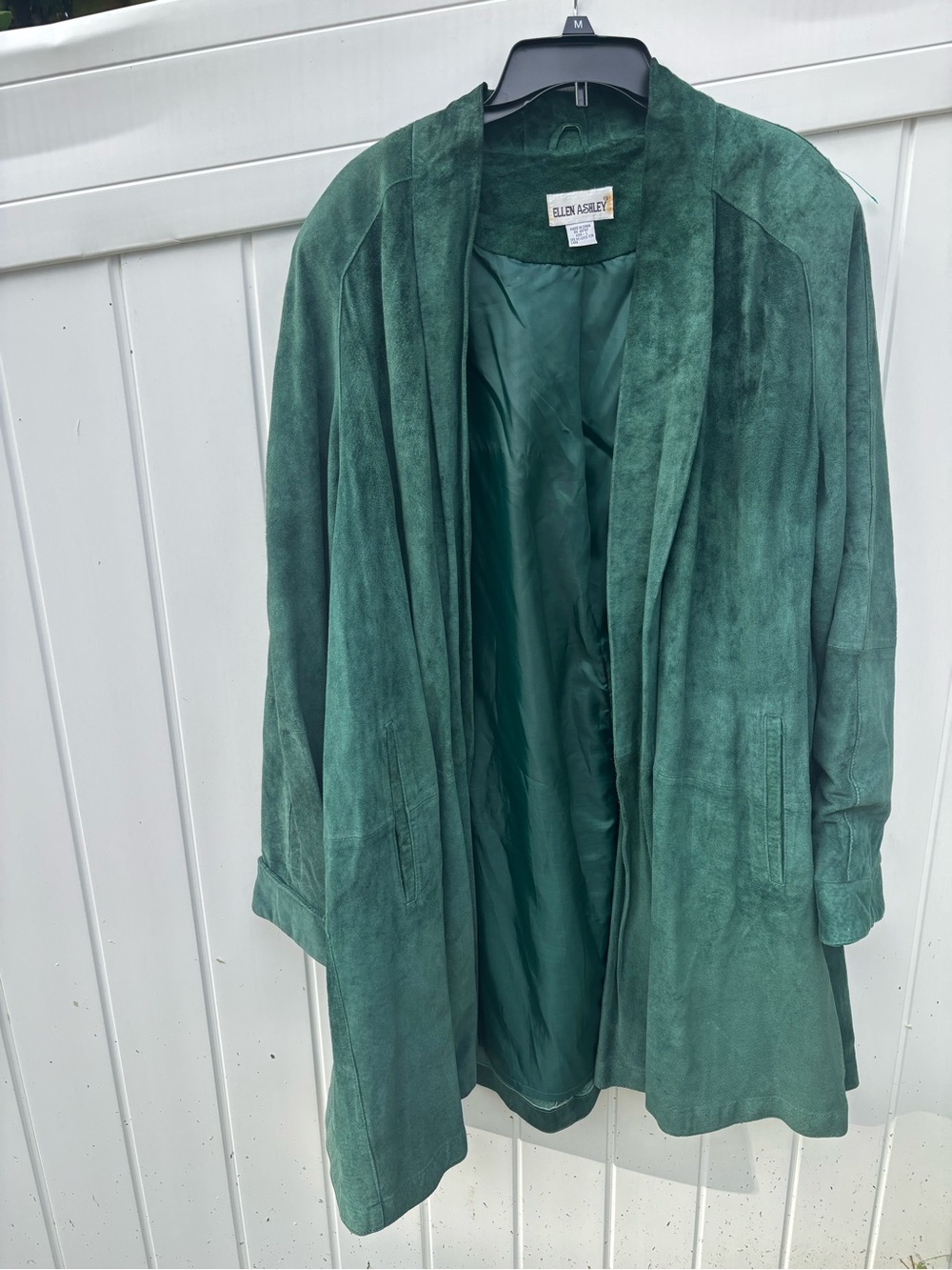 Vintage Ellen Ashley Oversized Women's Green Suede Trench Coat